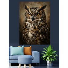 Karizma Tablo Mağrur Bakışlı Bilge Baykuş Portresi Dekoratif Kanvas - Mdf Ahşap Tablo