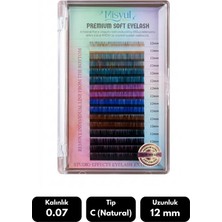 Misyul 0.07C Natural Kıvrım Renkli Mix Soft Eyelash Doğal Ipek Kirpik 8-15 mm 16'lı