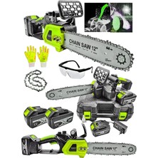 Moonshop 30 cm Palalı Şarjlı Ağaç Kesme Hızar Bıçkı Testere Dal Budama Makinesi Isınmaya Karşı Çift Hediyeli