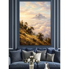 Karizma Tablo Bulutların Üzerinde Gün Doğumu Dağlar Dekoratif Kanvas - Mdf Ahşap Tablo