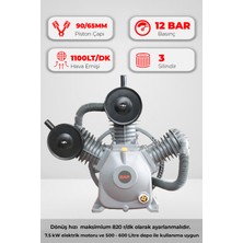 GAP Kompresör Kompresör Kafası 3 Piston 12 Bar G-K600