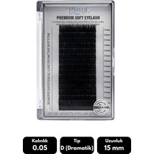 Misyul 0.05D Dramatik Kıvrım 15 mm Soft Eyelash Doğal Ipek Kirpik 16'lı