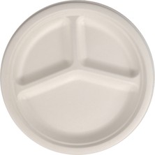 Kullan At Merkez %100 Doğal Şeker Kamışından Üretilmiş Ekolojik 3 Bölmeli 10 Inç 26 cm Tabak 1 Koli (500 Adet)