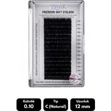Misyul 0.10C Natural Kıvrım 12 mm Soft Eyelash Doğal Ipek Kirpik 16'lı