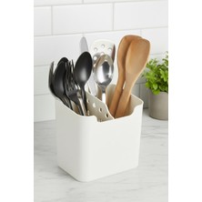 EW's Kitchenware Beyaz 2 Bölmeli Tezgah Üstü Kaşıklık & Fonksiyonel Mutfak Düzenleyici Organizer