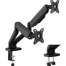 Cletech Çiftli Monitör Kolu 17-32 Inç | Yaylı Dengeleyici | 360° Döner | Dual Monitor Stand | 2x 9 kg Kapasiteli