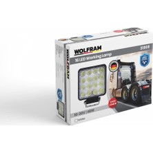LED Kare Çalışma Lambası 16 LED 10/30V E-Belgeli 48W - Wolfram 31909