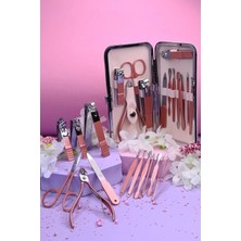 Oska Global Profesyonel Çantalı Tırnak Bakım Manikür Seti Pembe Renk 12 Parça ( Lisinya )