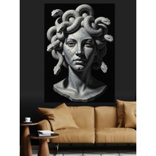 Karizma Tablo Yılan Saçlı Medusa Heykel Büstü Dekoratif Kanvas - Mdf Ahşap Tablo