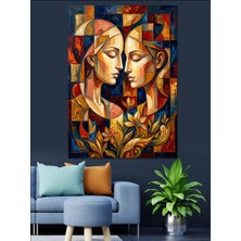 Karizma Tablo Parçalı Modern Sanat Iki Yüz Dekoratif Kanvas - Mdf Ahşap Tablo