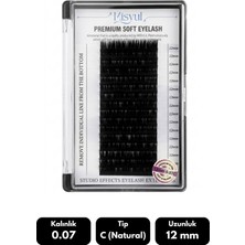 Misyul 0.07C Natural Kıvrım 12 mm Soft Eyelash Doğal Ipek Kirpik 16'lı