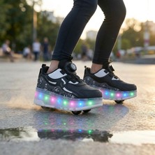 Rocky LED Işıklı Siyahpatenli Çocuk Ayakkabı – Ortopedik Taban, Çift Kullanım (Spor & Paten)