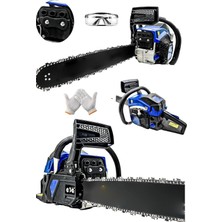 Moonshop Pro Yakıt Tasaruflu Benzinli Ağaç Odun Dal Kesme Makinesi Motorlu Testere Zincirli Ağaç Kesme Mavi.