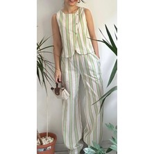 Lasorella Butik Kadın Yeşil Çizgili Takım