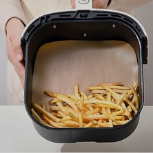 N&M Store 50 Adet Air Fryer Pişirme Kağıdı 21.5 cm Kare Model Yağ Geçirmez Yapışmaz Deliksiz Düz