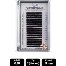 Misyul 0.10C Natural Kıvrım 9 mm Soft Eyelash Doğal Ipek Kirpik 16'lı