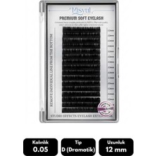 Misyul 0.05D Dramatik Kıvrım 12 mm Soft Eyelash Doğal Ipek Kirpik 16'lı