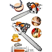 Moonshop Benzinli Testere 7.9 Hp 62CC Ağaç Odun Dal Kesme Makinesi Motorlu Testere Yeni Nesil Motor 38 Diş