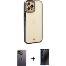 İlk El Grup Ieg™ iPhone 12 Pro Kılıf Çekirdek Klasik Serisi - Siyah 3D Antistatik Hayalet Cam Ekran Koruyucu + Yeşil Neon Fosforlu Kamera Lens