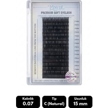 Misyul 0.07C Natural Kıvrım 15 mm Soft Eyelash Doğal Ipek Kirpik 16'lı