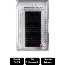 Misyul 0.05D Dramatik Kıvrım 14 mm Soft Eyelash Doğal Ipek Kirpik 16'lı