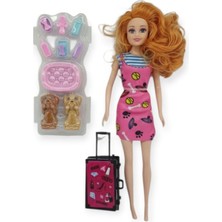 Oska Global Puppy Bella 30 cm Bebek ve Köpek Bakım Seti - Pembe Elbise (Lisinya)