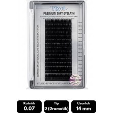 Misyul 0.07D Dramatik Kıvrım 14 mm Soft Eyelash Doğal Ipek Kirpik 16'lı