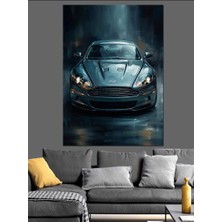 Karizma Tablo Karanlıkta Parlayan Mavi Spor Araba Dekoratif Kanvas - Mdf Ahşap Tablo