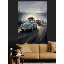Karizma Tablo Yolda Ilerleyen Klasik Araba Dekoratif Kanvas - Mdf Ahşap Tablo
