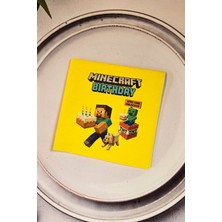 Pekshop Minecraft Doğum Günü Peçetesi Sarı Kare Kumaş Dokulu 12 Adet