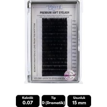 Misyul 0.07D Dramatik Kıvrım 15 mm Soft Eyelash Doğal Ipek Kirpik 16'lı