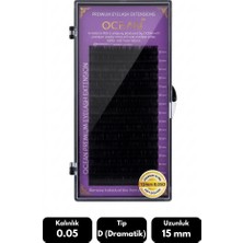 Ocean 0.05D Dramatik Kıvrım 15 mm Soft Eyelash Doğal Ipek Kirpik 16'lı
