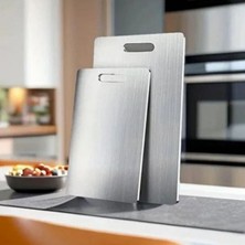 N&M Store 2 Li Paslanmaz Çelik Kesim Panosu Antibakteriyel Leke Tutmaz Et Sebze Meyve Doğrama Tahtası