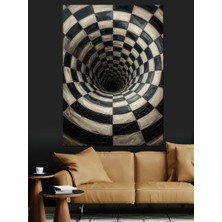 Tablomega Siyah Beyaz Spiral Tünel Illüzyonu Dekoratif Kanvas - Mdf Ahşap Tablo