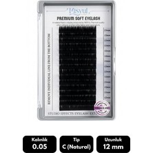 Misyul 0.05C Natural Kıvrım 12 mm Soft Eyelash Doğal Ipek Kirpik 16'lı