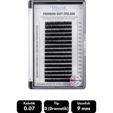Misyul 0.07D Dramatik Kıvrım 9 mm Soft Eyelash Doğal Ipek Kirpik 16'lı