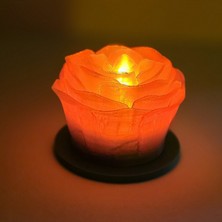 Tasarım Dekoratif 3D Pla Baskı Gül Şeklinde Şeffaf Turuncu Tealight Mumluk
