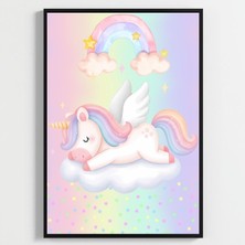 Besay Masal Dünyası Unicorn Çocuk Odası Posteri–dekoratif 3lü Set A4 Çerçevesiz