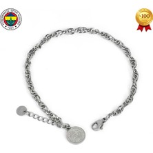 Fenerbahçe Fb Çift Halka Çelik Bileklik Gümüş Renkli Ayarlanabilir Paslanmaz Çelik Malzeme