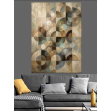 Karizma Tablo Bej Tonlarda Geometrik Daireler Deseni Dekoratif Kanvas - Mdf Ahşap Tablo