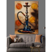 Karizma Tablo Masa Üstünde Geleneksel Pirinç Nargile Dekoratif Kanvas - Mdf Ahşap Tablo