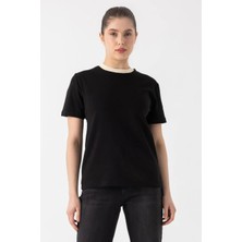i8 Denim Kontrast Yaka Basic T-Shirt