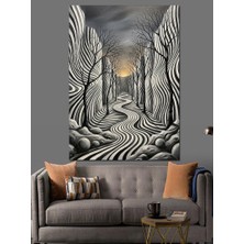 Karizma Tablo Siyah Beyaz Optik Illüzyon Yol Dekoratif Kanvas - Mdf Ahşap Tablo