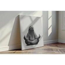 Kanvaspera Yoga Pozisyonunda Tembel Hayvan - Kanvas Tablo
