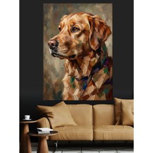 Karizma Tablo Mağrur Bakışlı Kahverengi Köpek Portresi Dekoratif Kanvas - Mdf Ahşap Tablo