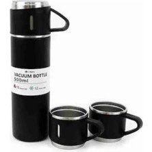 Oska Global Termos Paslanmaz Çelik Termos Siyah Renk 3 Bardaklı Termos Seti - Lisinya