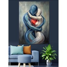 Karizma Tablo Sarılan Soyut Figürler Kalp Temalı Dekoratif Kanvas - Mdf Ahşap Tablo