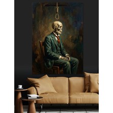 Karizma Tablo Asılmak Üzere Bekleyen Sandalyedeki Iskelet Dekoratif Kanvas - Mdf Ahşap Tablo