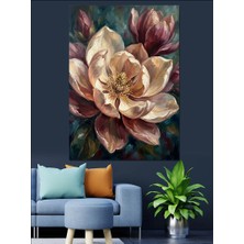 Karizma Tablo Beyaz ve Pembe Büyük Çiçek Tablosu Dekoratif Kanvas - Mdf Ahşap Tablo