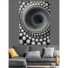 Karizma Tablo Derinleşen Beyaz Noktalı Spiral Desen Dekoratif Kanvas - Mdf Ahşap Tablo